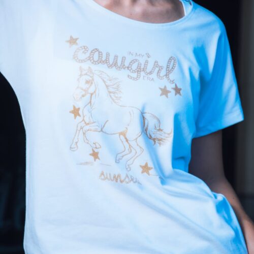 Remera manga caída con estampa - BLANCA