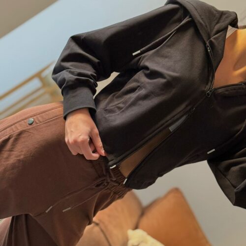 Campera rústica corta con doble cierre - NEGRO