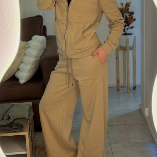 Pantalón palazzo frisado super ancho con elástico en cintura y cordón - VARIOS COLORES DISPONIBLES