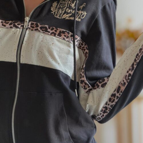 Campera de rústico de algodón elastizado y lluvia foil - PRINT Y NATURAL CON FOIL COBRE